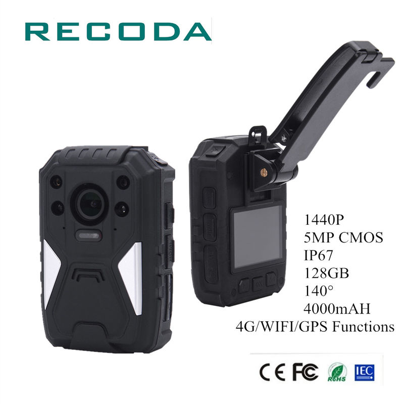 Shock Proof IP67 Police Officers Wearing Body Cameras Real Time Monitor GPS HD 1440P